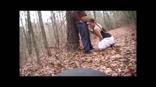 Face fucked in the woods and choking on his dick and stomach