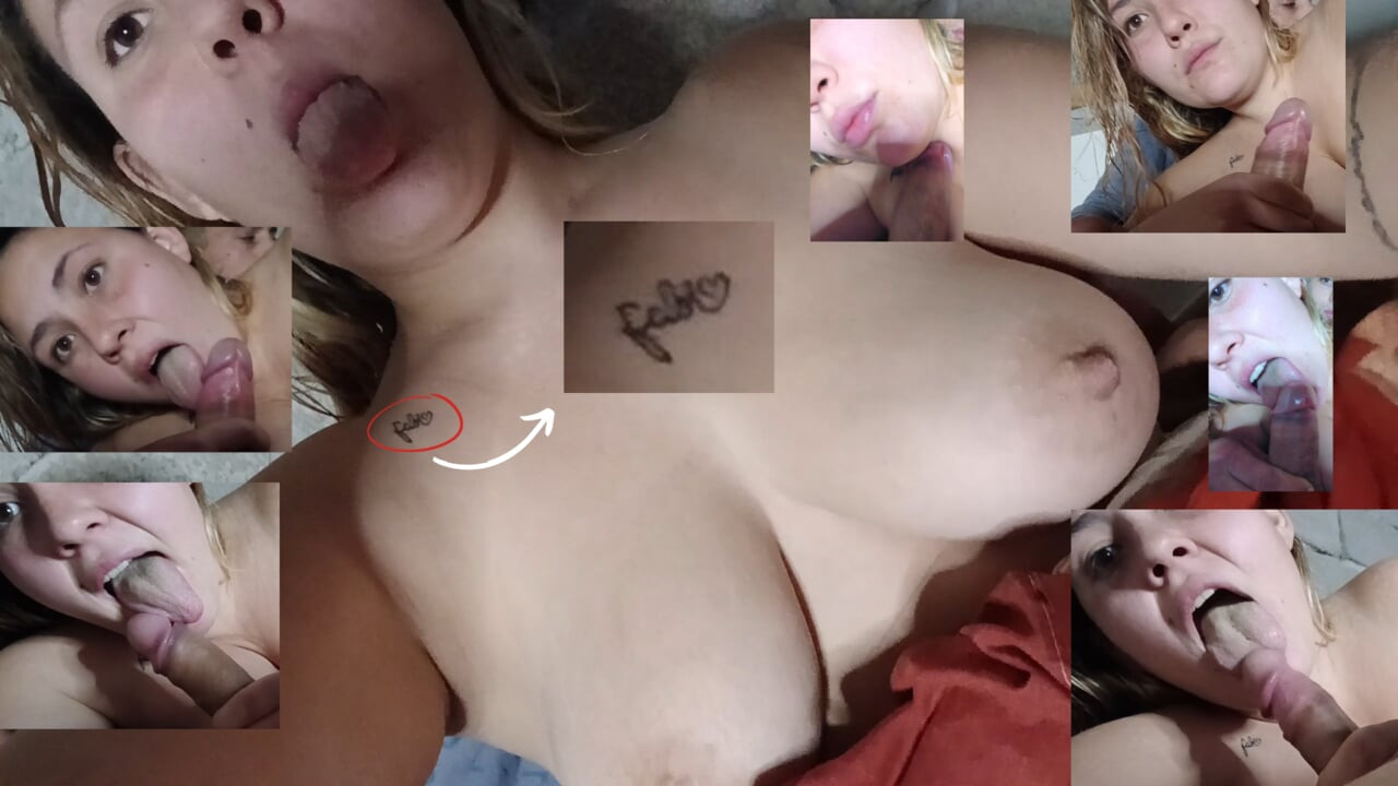 Meine stiefcousine verliert eine wette, sie tätowierte meinen namen auf ihre titten und nahm auf, wie sie meinen schwanz lutscht