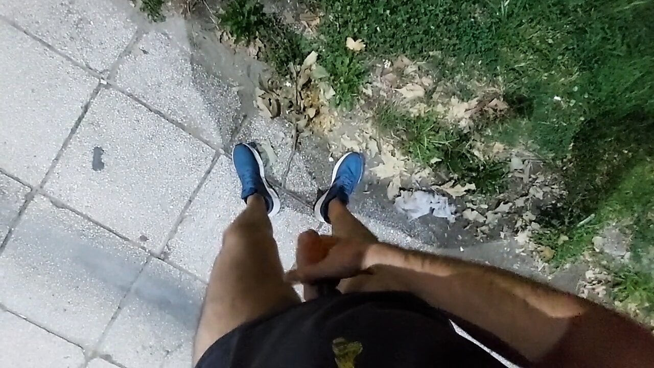 Drkam kurac, covek prolazi (riskantes straßenwichsen, kein sperma)