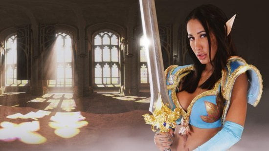 Geiler Paladin reitet Schwanz im vr Videospiel-Sex