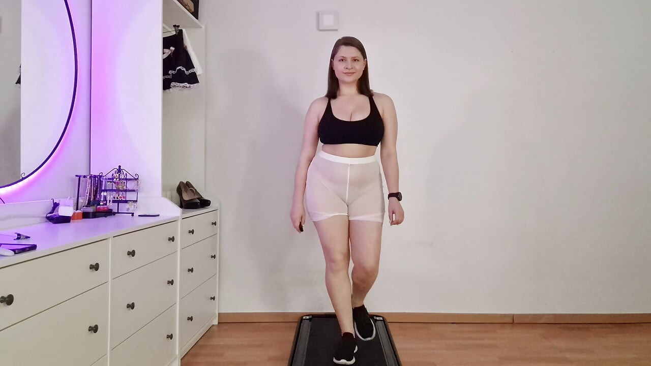 Trying on Sheer Shorts & Walking on Treadmill in Sneakers While Sharing My Fantasies About You
