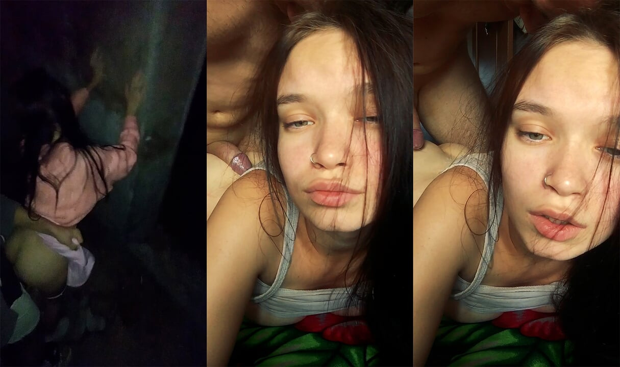 Eine 18-jährige schönheit hinter den garagen und dann auf dem bett gefickt