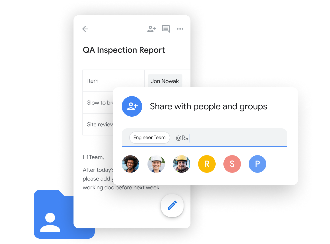 Workspace 說明圖片 - 團隊成員透過 Google Chat 輕鬆分享和編輯「Google 試算表」