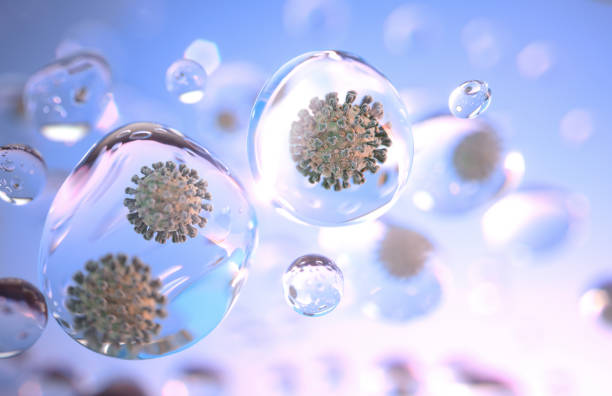 Airborne Virus Transmission in Droplets/ Aerosols stock photo