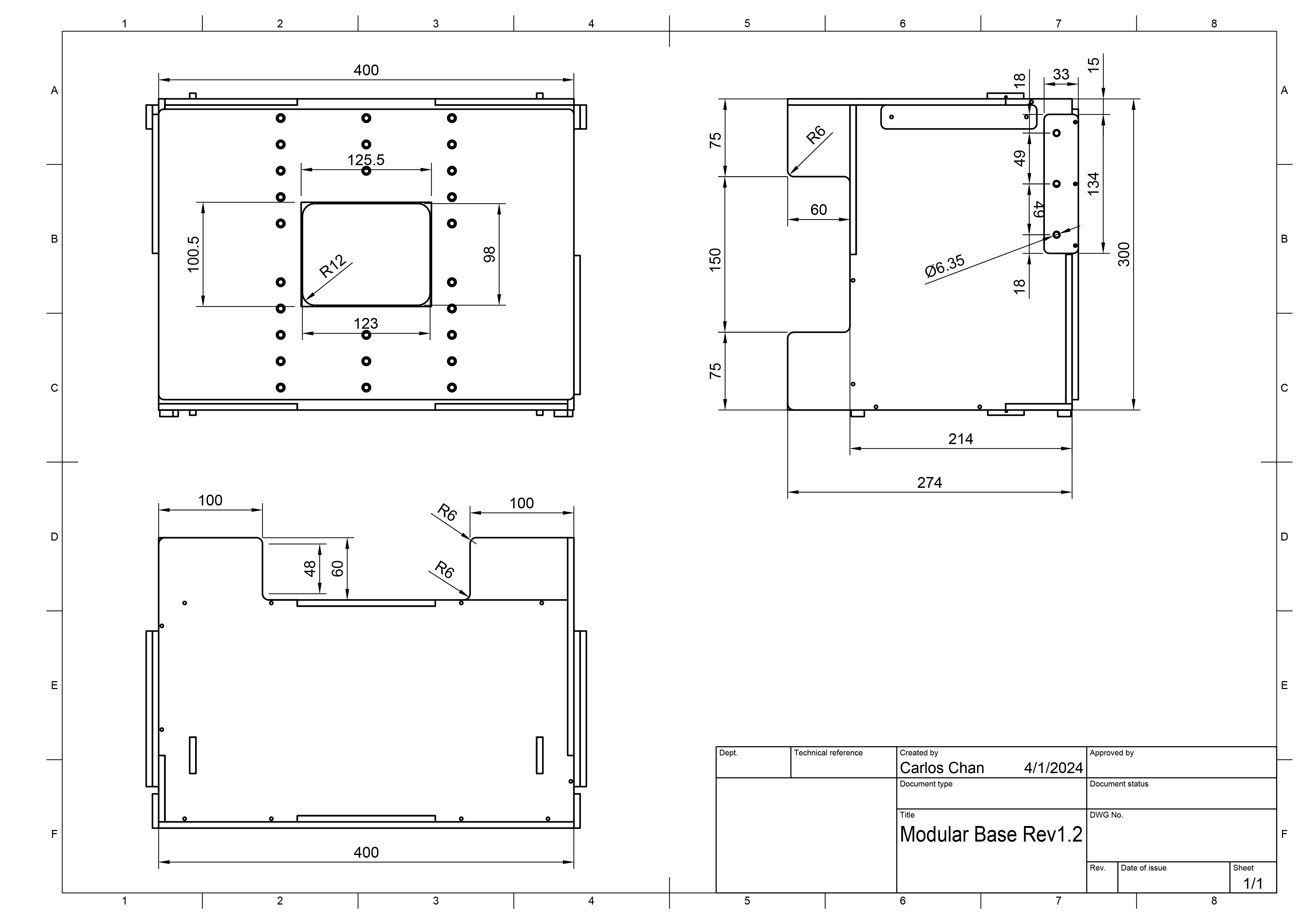 Rysunek CAD przedstawiający Modular
Base