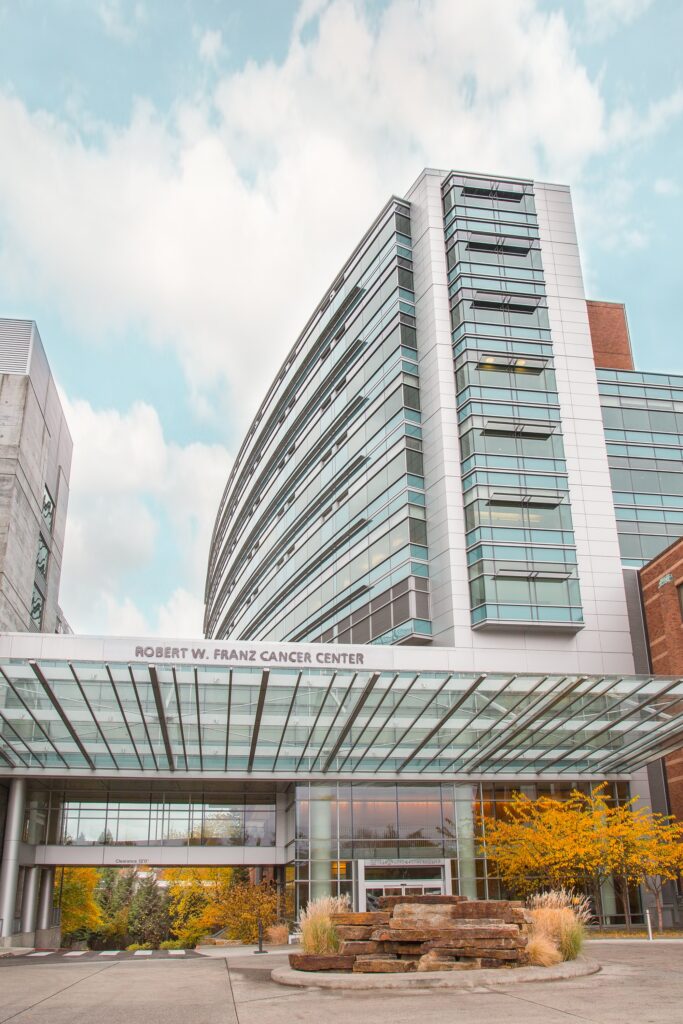 The exterior of the Providence Cancer Institute Franz Clinic.